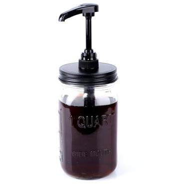 Imagem de 946 ml Mason Xarope Molho Dispensador de Mel Frasco de Pum 1 litro de Boca Larga Vidro Xarope de Café Condimento Ketchup Recipiente de Grau Alimentar Hermético e À Prova de Vazamento