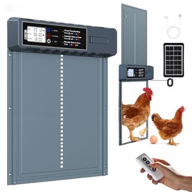 Imagem de FabStyl Porta automática de galinheiro alimentada por energia solar com tamanho GG grande 27 cm x 35 cm design de porta de galinheiro automática com carregamento USB-C e 3 modos, anti-beliscar e liga