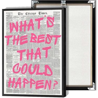 Imagem de What'S The Best That Could Happen Posters Vintage Minimalistas Impressões Motivacionais Arte de Parede em Tela para Sala de Estar Quarto Decoração de Parede de Casa 30 x 40 cm Sem Moldura