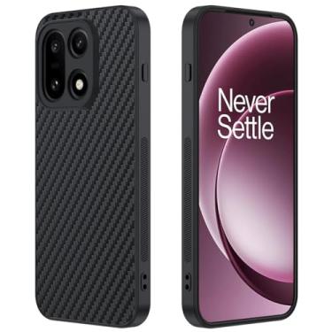 Imagem de Ftonglogy Capa para OnePlus 15 5G: Capa protetora para celular leve antiimpressão digital à prova de choque de couro PU com design clássico de fibra de carbono 1+ 15 (preto)