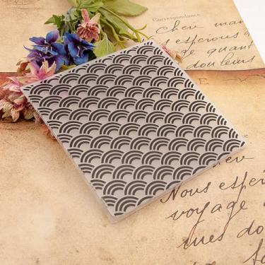 Imagem de Pasta de gravação de plástico com padrão de onda arco-íris, impressões texturizadas 3D, fundo de ondas do mar, modelo de pasta de gravação para fazer cartões, scrapbook, papel, artesanato, álbuns