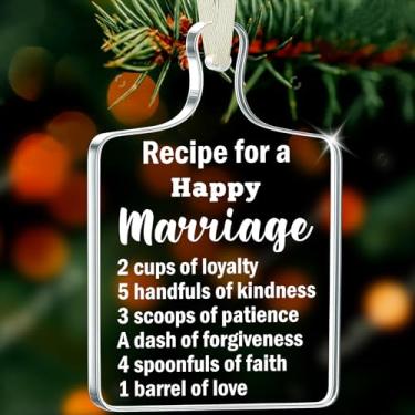 Imagem de Enfeite de Receita para um Casamento Feliz – Decoração de Árvore de Natal de Casamento ou Aniversário, Presente de Lembrança Romântica para Casal, Enfeite de Amor Recém-casado para Família, Amigos