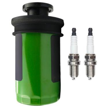 Imagem de KELKONG Filtro de óleo AUC12916 compatível com John Deere E120 E130 E150 E160 E170 E180 Série 100 Kit de troca de óleo de tratores com vela de ignição