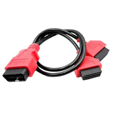 Imagem de Cabo de extensão divisor Y OBD2 de 16 pinos, 1 conector macho para 2 fêmeas, cabo divisor OBD II compatível com ferramentas de diagnóstico de soquete de 16 pinos - 60 cm