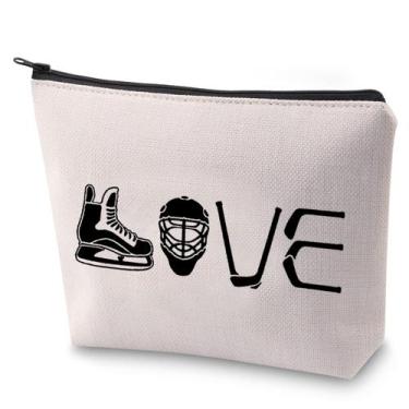 Imagem de Bolsa de cosméticos ZJXHPO Hockey Player Ice Hockey à prova d'água