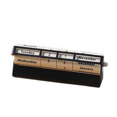 Imagem de IEUDNS Calendário de mesa perpétuo para escritório, calendário de mesa giratório para casa, estudo e decoração, Preto