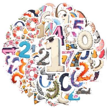 Imagem de 50 peças de números, personagens divertidos, fofos, educativos, adesivos de graffiti, adesivos coloridos, brinquedo para laptop, bagagem, álbum de recortes, diário, adesivo, notebook, bagagem, copo