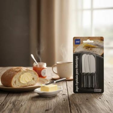 Imagem de Jogo de Espátulas para Manteiga Yazi – Kit com 3 Unidades em Aço Inox e Cabo em Polipropileno, Ideais para Passar Manteiga, Patês, Geleias e Cremes. Leves, Resistentes e de Fácil Limpeza