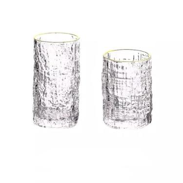 Imagem de WOTZOV Copos de café de vidro com padrão de geleira, copo de vidro para casa, copo de suco, caneca de bebida, caneca de cerveja, adequado para festas temáticas, bares, escritórios e muito mais