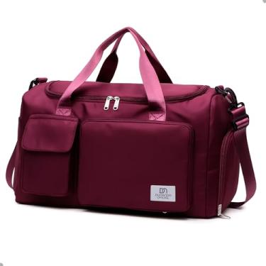 Imagem de Bolsa Mala De Mão Unissex Viagem Academia Avião Porta Tenis Com Alça Transversal Removível E Regulável Compartimento Separado Para Tênis Material Resistente E À Prova D'Água (Roxa)