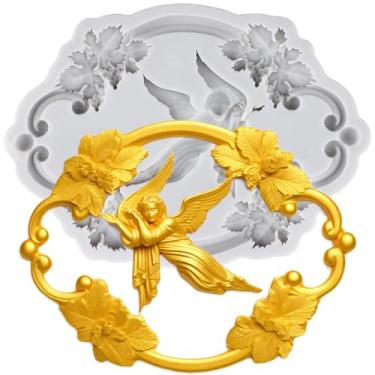 Imagem de MYPRACS Guirlanda de anjo molde de silicone para decoração de bolo de açúcar topo de cupcake pasta de goma de chocolate argila de polímero