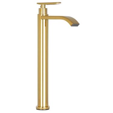 Imagem de Torneira Banheiro Dourada Bica Alta Lavabo Pia Cuba Luxo