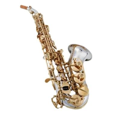 Imagem de Instrumento de saxofone saxofone soprano níquel prata profissional B sax plano musical com acessórios especiais para instrumentos musicais