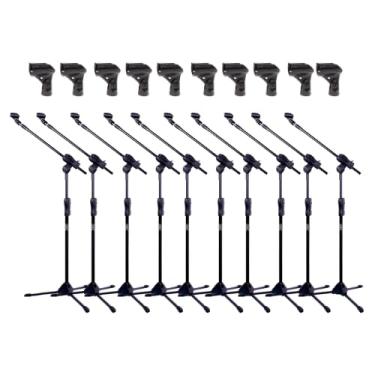 Imagem de Kit 10 Pedestal Suporte Para Microfone Estante Girafa Oferta (CACHIMBO SEM FIO)