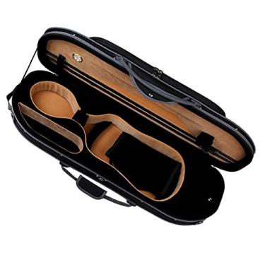 Imagem de Estojo De Violino Tamanho 4/4 De Lona Resistente Ao Desgaste Espessa Anticompressão Preta À Prova De Choque Com Higrômetro Tamanho Completo Estojo de Violino