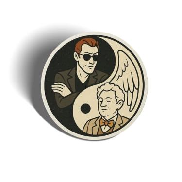 Imagem de Omens Crowley e Aziraphale Yin Yang Adesivo Decalque Notebook Carro Laptop 14.0 cm x 14.0 cm (Adesivo)