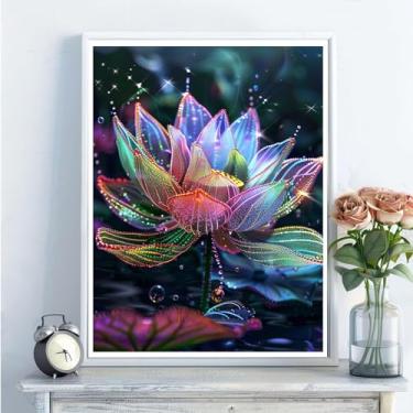Imagem de Kits de arte de diamante 5D para adultos - kits de pintura de diamante de flores faça você mesmo, broca redonda completa - artesanato de ponto cruz bordado de cristal para decoração de parede