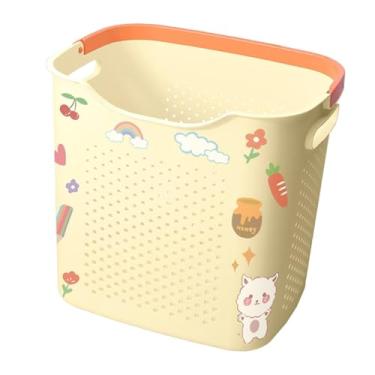 Imagem de IEUDNS Cesto de roupa suja organizador de cobertor economizador de espaço brinquedos leve recipiente de armazenamento roupas sujas cesto para berçário, L and Yellow