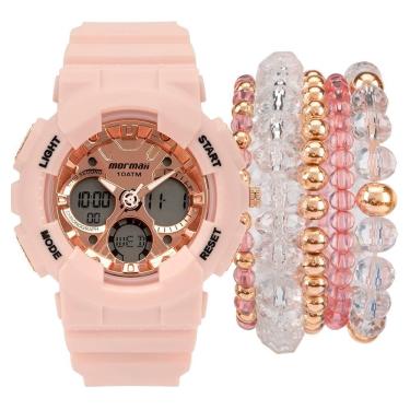 Imagem de Relógio Mormaii Feminino Rosa com Pulseiras MO0691CB/8T