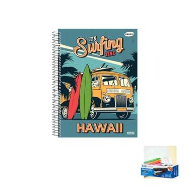 Imagem de Kit Caderno Masculino 1 Matéria Capa Dura 96 Folhas + Caneta Esferográfica Spiro 0.7mm 24 Unidades + Grampeador Metallic C-15