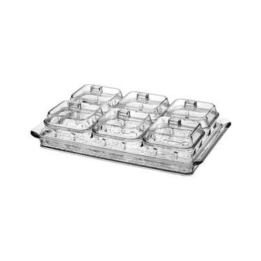 Imagem de Conjunto Petisqueiras L`hermitage Breakfast em Acrílico com Tampa e Suporte - 6 Peças