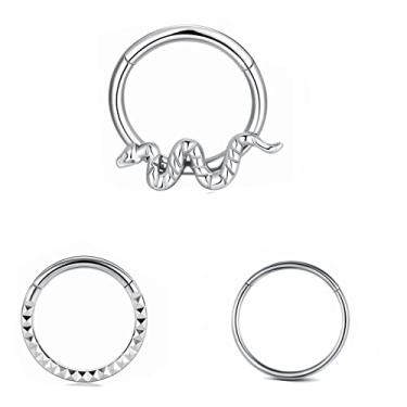 Imagem de YROGCU Piercing de nariz piercing de lábio septo: anel duplo/triplo aberto empilhado 14G/16G/18G/20G 6 mm/8 mm/10 mm/12 mm 316L aço cirúrgico 316L brinco helix torre concha cartilagem daith tragus