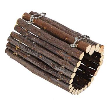 Imagem de Zerodis Ponte de Túnel Suspensa de Applewood para Animais de Estimação, Brinquedo de Mastigar para Hamsters, Local de Descanso Multifuncional para Animais Pequenos para Gaiola (Tipo de gancho)