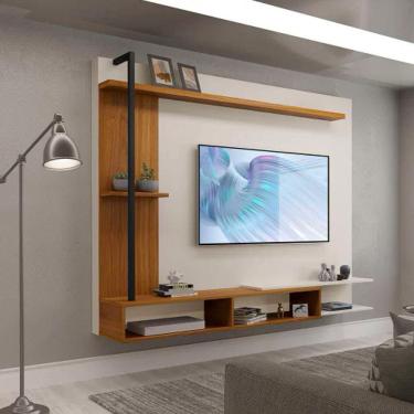 Imagem de Painel Onix Para Tv Até 65 Polegadas Com Nicho E Prateleira -Carvalho New/off Whi -Cor:Bege