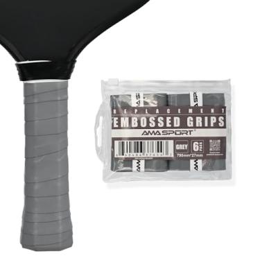 Imagem de PICKLETECH AMA Sport Pickleball Paddle Overgrip Tape - Pacote com 6 - Aderência macia e pura - Aderência absorvente e confortável para raquete de pickleball - cinza