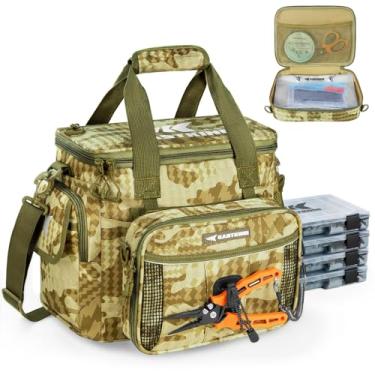 Imagem de KastKing Bolsa Para Equipamentos De Pesca Baitspace Com 4 Caixas E Suporte Iscas Removível, Armazenamento Resistente À Água, Equipamento Durável, Alça Ombro Ajustável