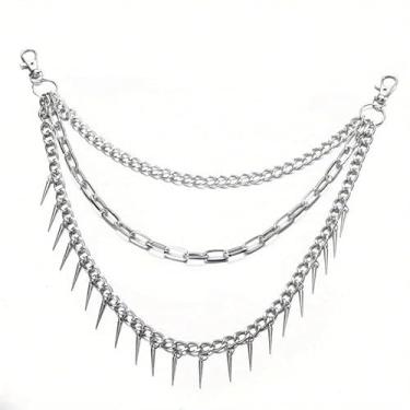 Imagem de Corrente de cintura para decoração de calças, acessórios de camada inspirados no punk rock com corrente de calças Spike Tass para homens e mulheres, presentes de amizade para mulheres, presentes de