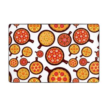 Imagem de ZERAOKE Tapete para área de comida de pizza, 9 x 1,5 m, tapetes de fazenda para sala de estar, decorativo, lavável, antiderrapante, moderno, macio, para quarto, sala de jantar, sala de jogos, cozinha