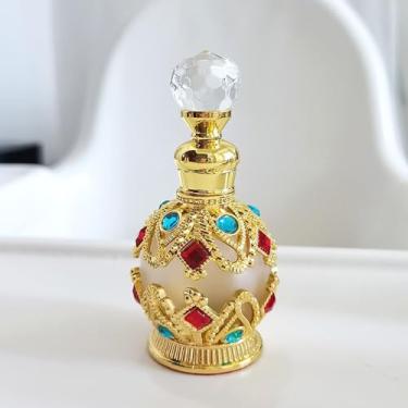 Imagem de Frasco de perfume recarregável embutido de 15 ml para mulheres, mini frasco de perfume de vidro vintage decorativo de cristal, atomizador de óleo essencial portátil de viagem, armazenamento de luxo e