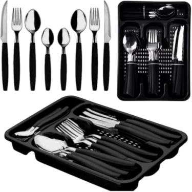 Imagem de Faqueiro de aco inoxidavel completo para mesa, embalagem para presente, elegante - Cores sortidas