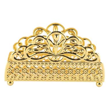 Imagem de Suporte de guardanapo elegante, vintage, dourado, arte em ferro, organizador de guardanapo de metal para mesa de jantar, restaurante, hotel, casa, escritório, decoração (Padrão de grade)