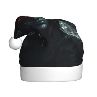 Imagem de SKKNT Hacker Era Print Adult Christmas Hat Festive Costumes Santa Hats Trim Ball Holiday Parties New Year