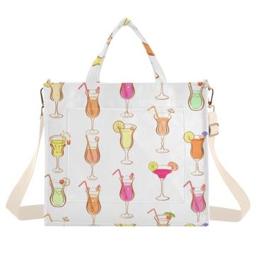 Imagem de Burbuja Sacola feminina colorida para bebidas, bolsa tiracolo de veludo cotelê para compras, trabalho, viagens, Bebidas coloridas, Medium