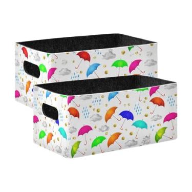Imagem de Burbuja Caixa de armazenamento dobrável para guarda-chuvas com alças – Caixa de armazenamento de feltro para organizar brinquedos, livros, maquiagem, panos, meias em prateleira, armário, quarto, 2