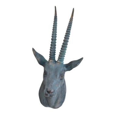 Imagem de XLWLLNJ Estátua de Cabeça de Antílope, para Pendurar Na Parede, Escultura em Resina, Decoração Artística com Tema Animal, Ideal para Colecionadores, Sala de E, Azul, Tamanho real