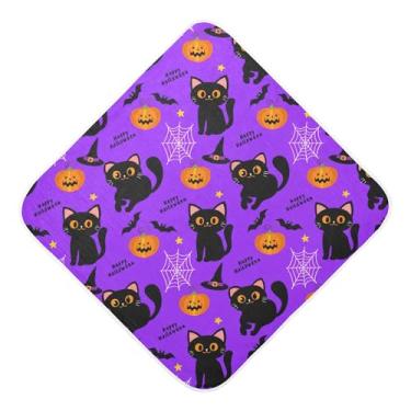Imagem de Burbuja Toalha de banho para bebês Cats Pumpkins - Toalha com capuz de musselina macia e absorvente para recém-nascidos, 89 x 89 cm