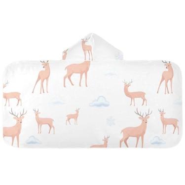 Imagem de Burbuja Toalha de banho com capuz de laço rosa para crianças, toalha de praia de pelúcia macia absorvente para chá de meninas e meninos 3-10 anos, 61 x 127 cm