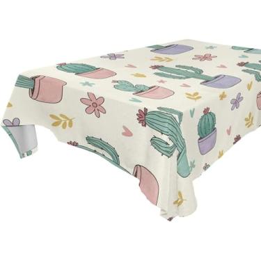 Imagem de Burbuja Toalha de mesa de cacto, toalha de mesa quadrada anti-rugas grossa para decoração de jantar, cozinha, festa, 137 x 137 cm