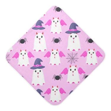 Imagem de Burbuja Toalha de banho de bebê Halloween Ghosts - Toalha com capuz de musselina macia e absorvente para recém-nascidos, 76 x 76 cm
