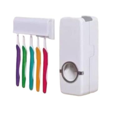Imagem de Suporte Para Escovas de Dentes Com Espremedor de Pasta de Dentes Integrado, Simples e FáCil de Usar, Um Item DoméStico Essencial.