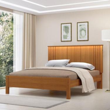 Imagem de Cama de Casal 100% Mdf com Led 123cm X 175cm Duo - Móveis Fazzio