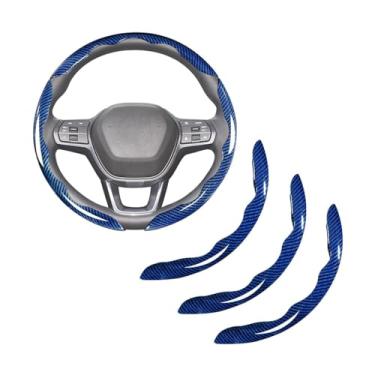 Imagem de Sandfren Capa de volante de carro, 3 peças, design de borboleta segmentada, protetor de volante de veículo de fibra de carbono, acessórios de proteção interior automotiva, ajuste universal (fibra de