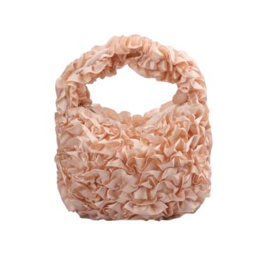 Imagem de Bolsa feminina plissada de cetim com flores 3D, bolsa de formatura, festa de casamento, bolsa clutch com alça superior, rosa, One Size