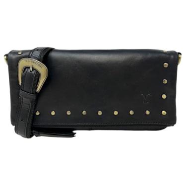 Imagem de Myra Bag Bolsa tiracolo feminina Western Leather - Bolsa de ombro Yellowstone oficialmente licenciada com rebites, Cinza