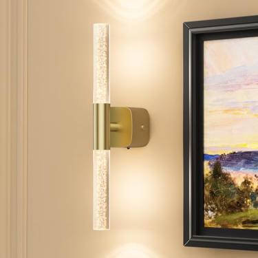 Imagem de Arandelas de parede douradas operadas por bateria, conjunto de 2 lâmpadas de parede recarregáveis alimentadas por bateria com lâmpadas de parede reguláveis de 6000 mAh não conectadas para quarto e