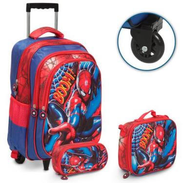Imagem de Kit Mochila Infantil Escolar Spider Man Rodinha Passeio Aula - Plike, 